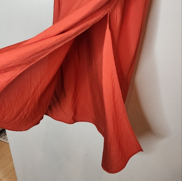 NWT Madewell Orange Clay Layton Pull On Midi Slip Skirt Size 12 - Picture 13 of 15